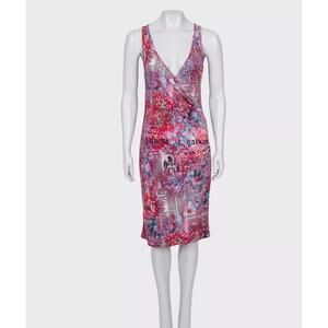 John Galliano Pink Signature Print Sleeveless Dress Sz.S